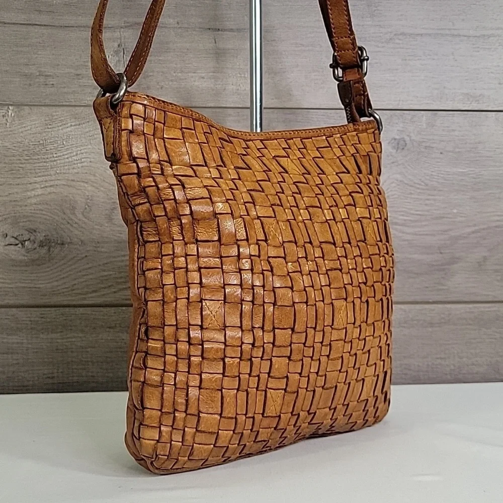 Vilenca Holland for Anthroplogie Brown Woven Leather Crossbody Shoulder Bag